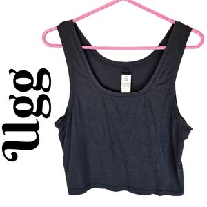 Ugg Adrianna Crop Tank Top Sz XL Black Stretch Scoop Neck Layers Easily-Lounge